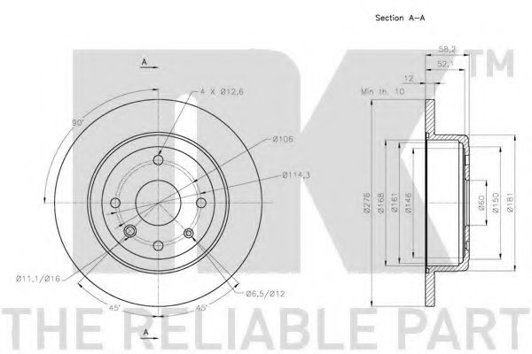 Тормозной диск NK 205017