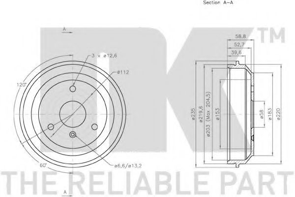 Тормозной барабан NK 253303