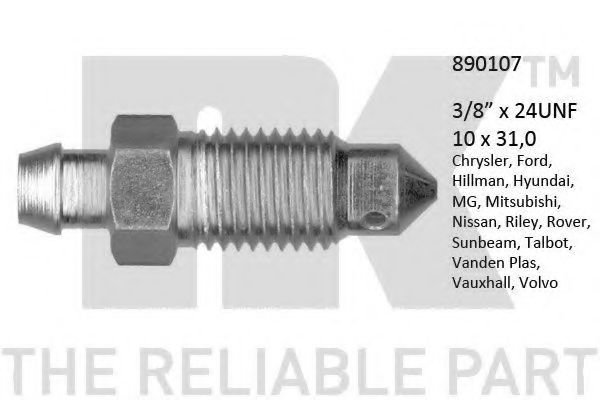 Болт воздушного клапана / вентиль NK 890107