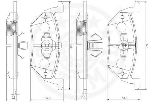 Комплект тормозных колодок, дисковый тормоз OPTIMAL 12508
