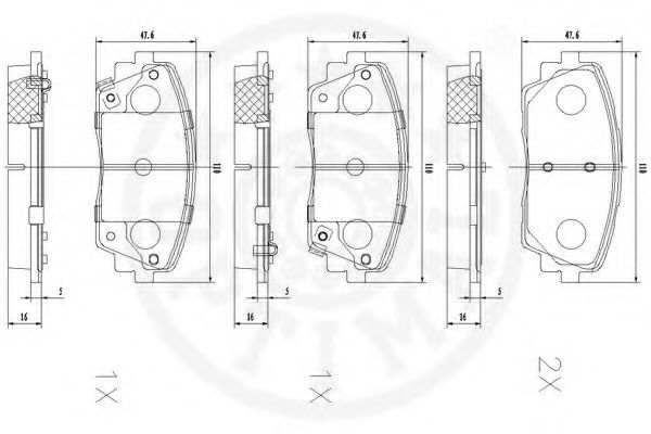 Комплект тормозных колодок, дисковый тормоз OPTIMAL 12536