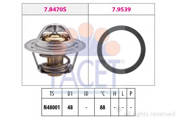 Термостат, охлаждающая жидкость FACET 7.8470