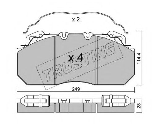 Комплект тормозных колодок, дисковый тормоз TRUSTING 605.0