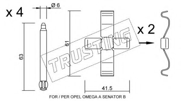 Комплектующие, колодки дискового тормоза TRUSTING KIT.079