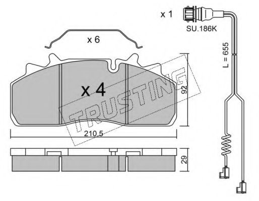 Комплект тормозных колодок, дисковый тормоз TRUSTING 947.1W