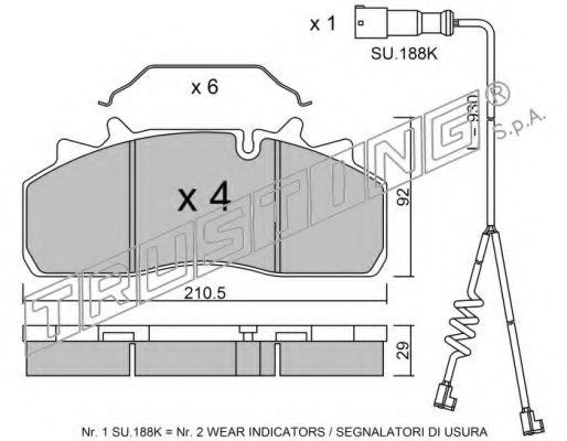 Комплект тормозных колодок, дисковый тормоз TRUSTING 29159