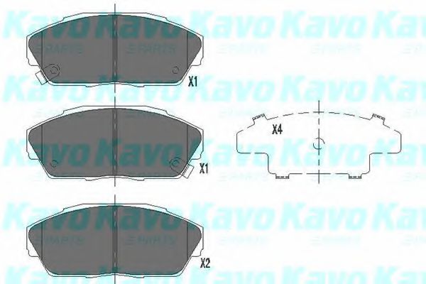 Комплект тормозных колодок, дисковый тормоз KAVO PARTS KBP-2027