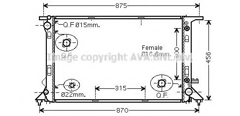 Радиатор, охлаждение двигателя AVA QUALITY COOLING AIA2291