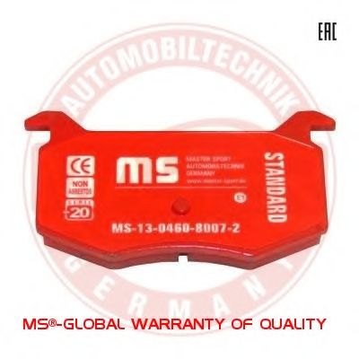 Комплект тормозных колодок, дисковый тормоз MASTER-SPORT 13046080072-SET-MS