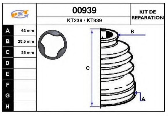 Комплект пылника, приводной вал SNRA 00939