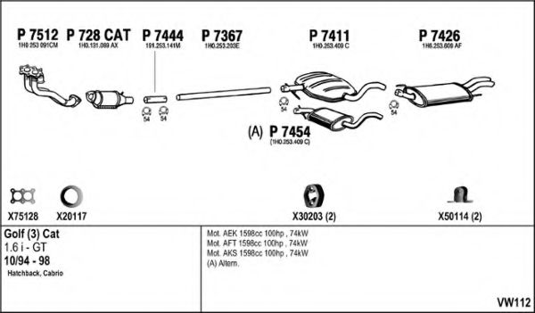 Система выпуска ОГ FENNO VW112