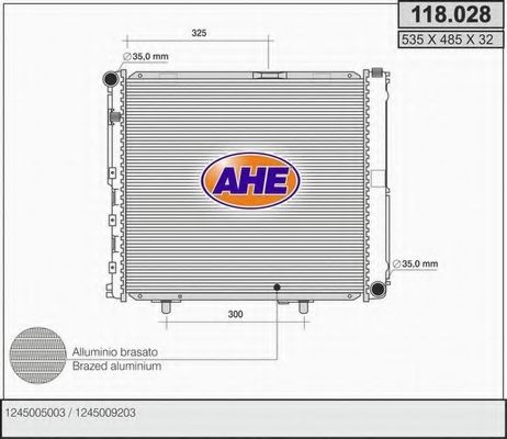 Радиатор, охлаждение двигателя AHE 118.028