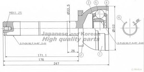 Шарнирный комплект, приводной вал ASHUKI TO-650