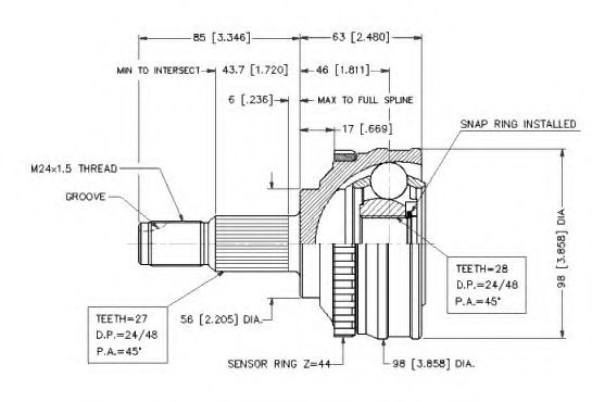 Шарнирный комплект, приводной вал VEMA 18254