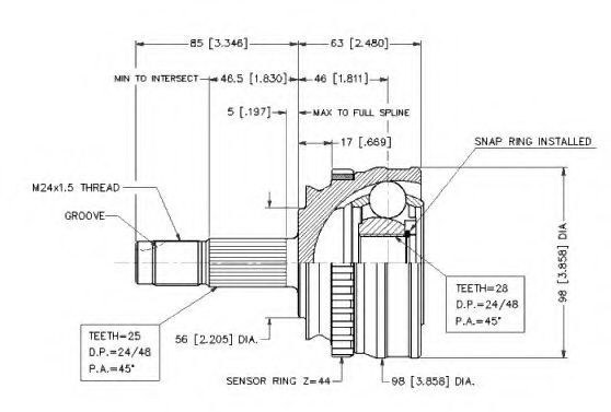 Шарнирный комплект, приводной вал VEMA 18258