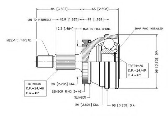 Шарнирный комплект, приводной вал VEMA 18416