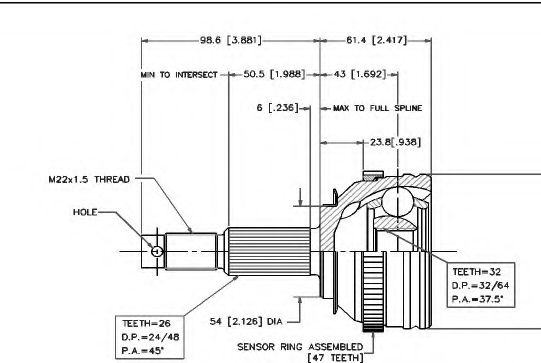Шарнирный комплект, приводной вал VEMA 18512