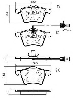 Комплект тормозных колодок, дисковый тормоз VEMA K616703