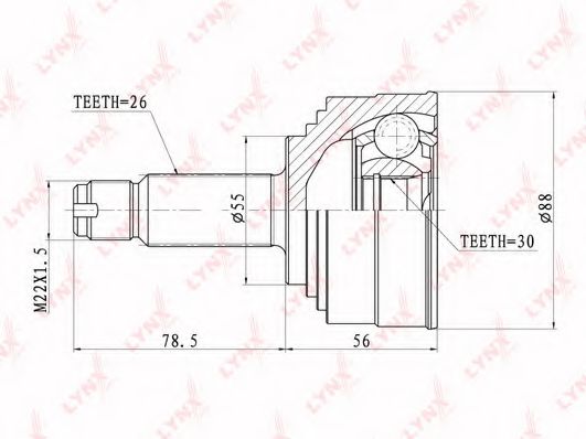 Шарнирный комплект, приводной вал LYNXauto CO-3403