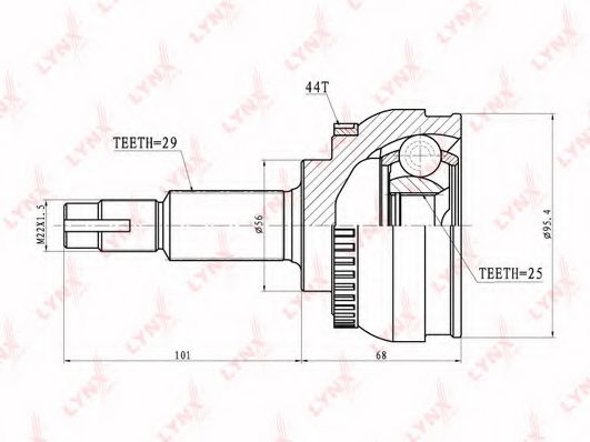 Шарнирный комплект, приводной вал LYNXauto CO-5711A