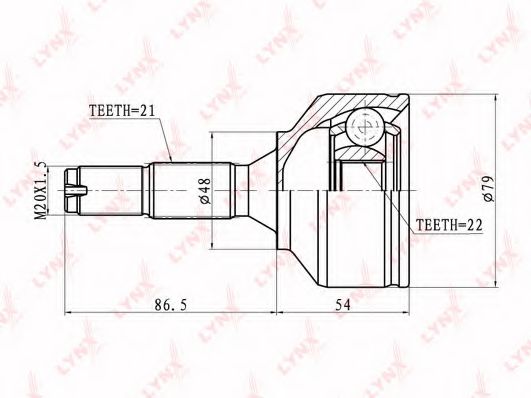 Шарнирный комплект, приводной вал LYNXauto CO-6103