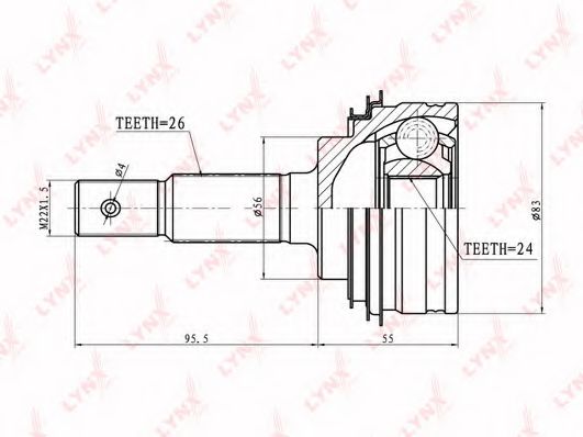 Шарнирный комплект, приводной вал LYNXauto CO-7537