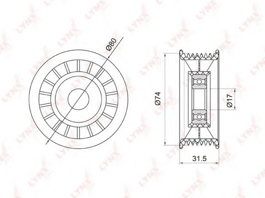 Паразитный / ведущий ролик, поликлиновой ремень LYNXauto PB-7013
