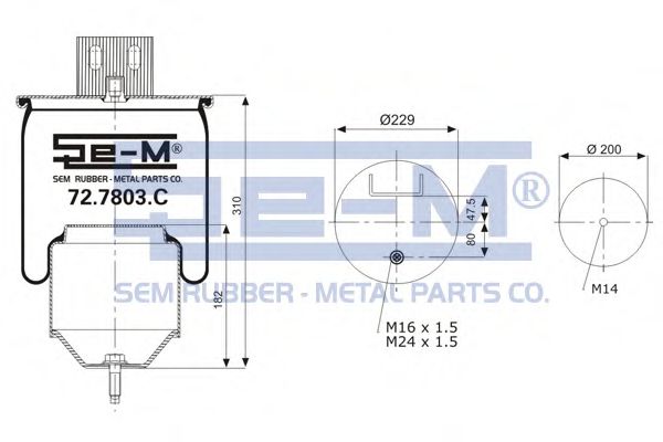 Кожух пневматической рессоры SEM LASTIK 72.7803.C