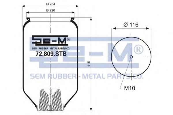 Кожух пневматической рессоры SEM LASTIK 72.809.STB
