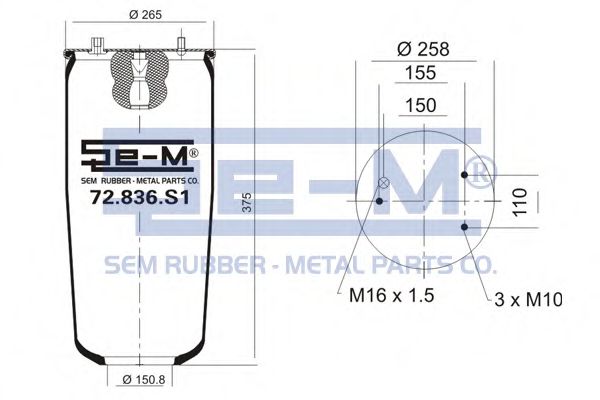 Кожух пневматической рессоры SEM LASTIK 0513985