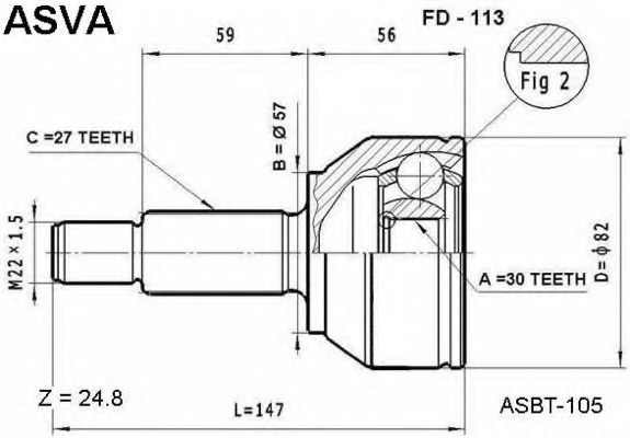 Шарнирный комплект, приводной вал ASVA FD-113