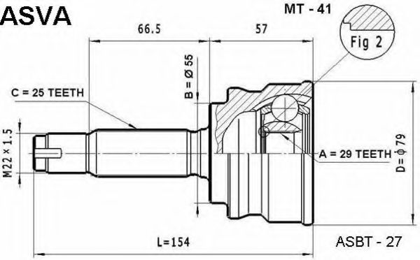 Шарнирный комплект, приводной вал ASVA MT-41