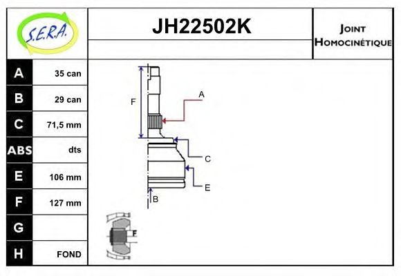 Шарнирный комплект, приводной вал SERA JH22502K