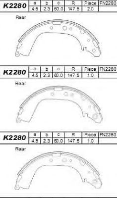 Комплект тормозных колодок ASIMCO K2280