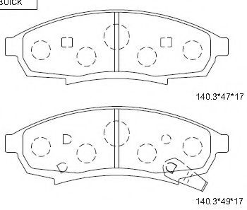 Комплект тормозных колодок, дисковый тормоз ASIMCO KD6757