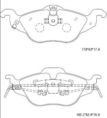 Комплект тормозных колодок, дисковый тормоз ASIMCO KD9716