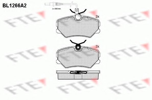 Комплект тормозных колодок, дисковый тормоз FTE BL1266A2