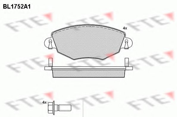 Комплект тормозных колодок, дисковый тормоз FTE BL1752A1