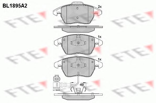 Комплект тормозных колодок, дисковый тормоз FTE BL1895A2