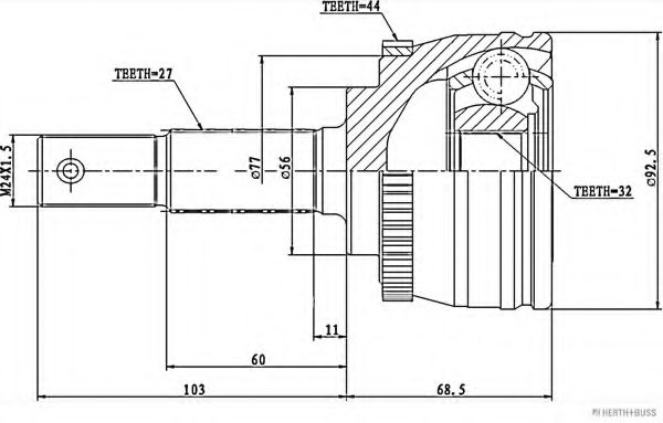 Шарнирный комплект, приводной вал HERTH+BUSS JAKOPARTS J2831137