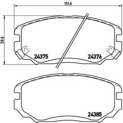 Комплект тормозных колодок, дисковый тормоз BREMBO P 30 038