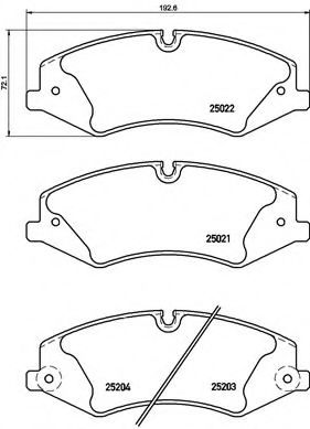 Комплект тормозных колодок, дисковый тормоз BREMBO P 44 022