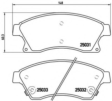 Комплект тормозных колодок, дисковый тормоз BREMBO P 59 076