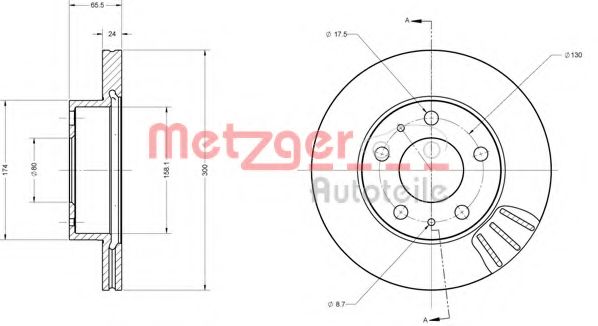 Тормозной диск METZGER 6110252