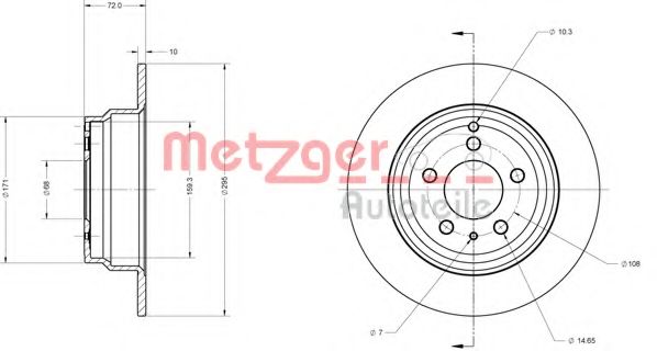 Тормозной диск METZGER 6110268