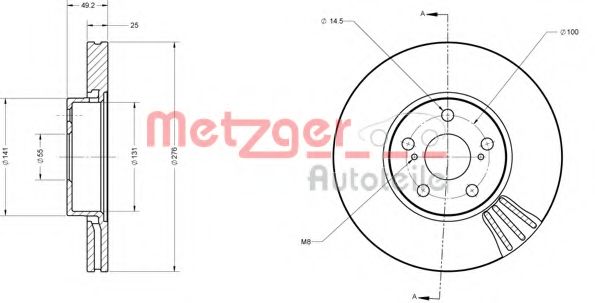 Тормозной диск METZGER 6110625