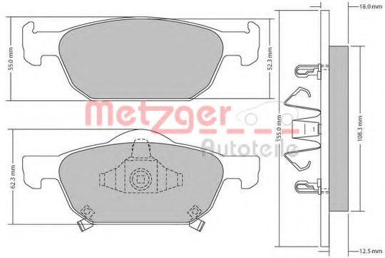 Комплект тормозных колодок, дисковый тормоз METZGER 1170594