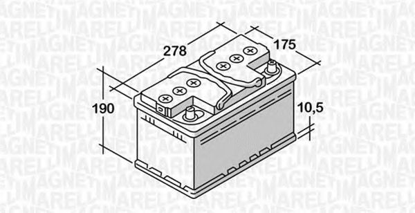 Стартерная аккумуляторная батарея; Стартерная аккумуляторная батарея MAGNETI MARELLI 068063057020