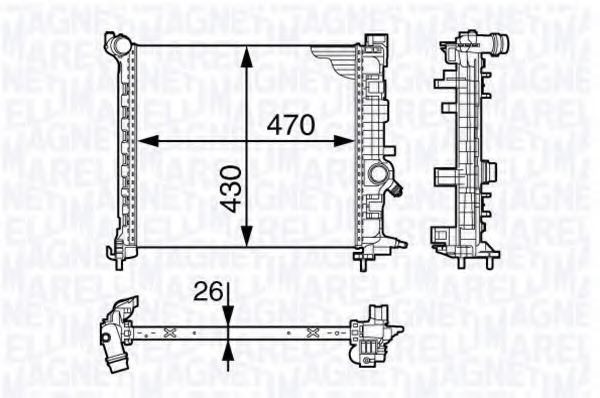 Радиатор, охлаждение двигателя MAGNETI MARELLI 350213143400