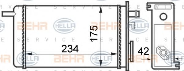 Теплообменник, отопление салона BEHR HELLA SERVICE 8FH 351 024-341